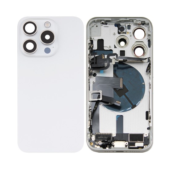 Tampa Traseira+Frame+Flex+Vibrator Apple iPhone 15 Pro com  Wireless Charge+Flashlight Flex Branco